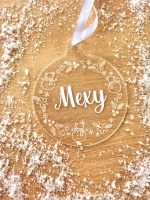 Kerstbal Acryl - met Kerstfiguren en naam