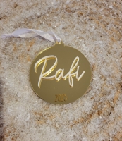 Kerstbal Goud met Acryl naam